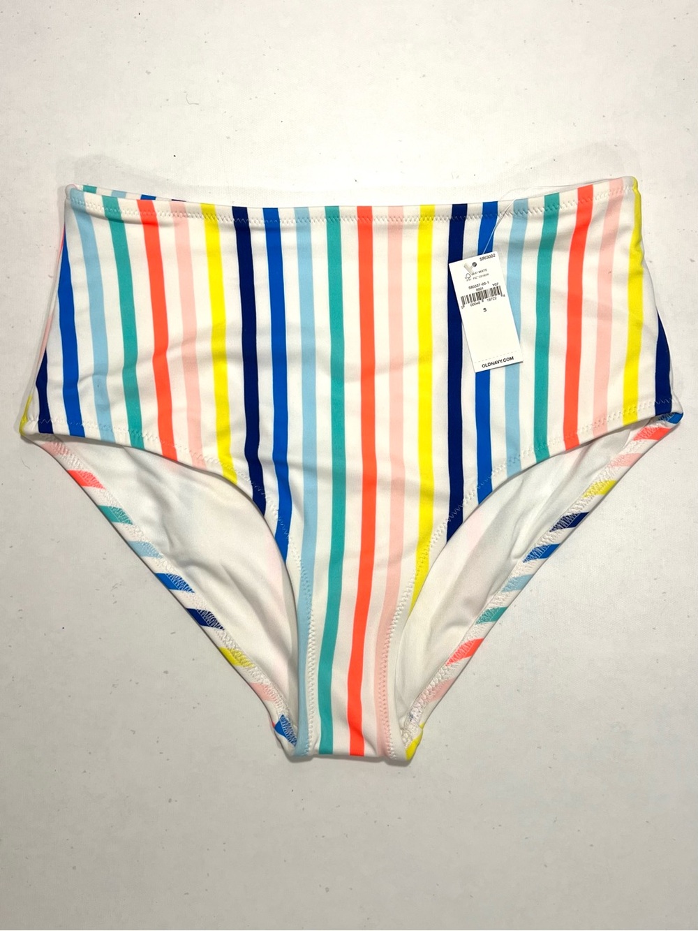NWT Old Navy Swimsuit Online Exclusive High Waist Bottom Neon Multi Stripe Small